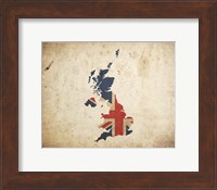 Map with Flag Overlay United Kingdom Fine Art Print