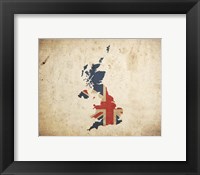 Map with Flag Overlay United Kingdom Framed Print