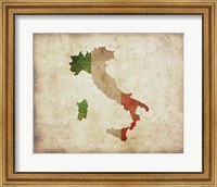 Map with Flag Overlay Italy Fine Art Print