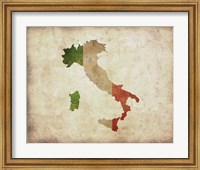 Map with Flag Overlay Italy Fine Art Print