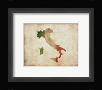 Map with Flag Overlay Italy Fine Art Print
