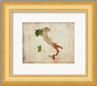 Map with Flag Overlay Italy Fine Art Print