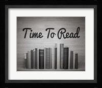 Time To Read - Wood Background Black and White Framed Print