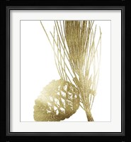 Gold Foil Pine Cones I Framed Print