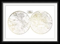 Gold Foil World in Hemispheres Fine Art Print