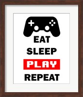 Eat Sleep Game Repeat  - White and Red Fine Art Print