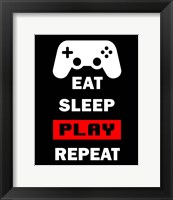 Eat Sleep Game Repeat  - Black and Red Fine Art Print
