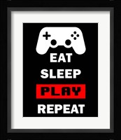 Eat Sleep Game Repeat  - Black and Red Fine Art Print