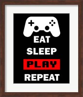 Eat Sleep Game Repeat  - Black and Red Fine Art Print