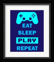 Eat Sleep Game Repeat  - Blue Fine Art Print