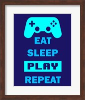 Eat Sleep Game Repeat  - Blue Fine Art Print