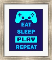 Eat Sleep Game Repeat  - Blue Fine Art Print