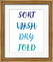 Sort Wash Dry Fold  - White and Blue Fine Art Print