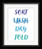 Sort Wash Dry Fold  - White and Blue Fine Art Print
