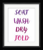 Sort Wash Dry Fold  - White and Purple Fine Art Print