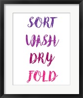 Sort Wash Dry Fold  - White and Purple Fine Art Print