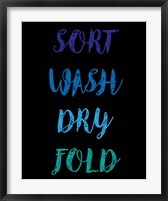 Sort Wash Dry Fold  - Black and Blue Fine Art Print
