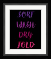 Sort Wash Dry Fold  - Black and Purple Fine Art Print