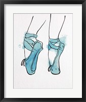 Ballet Shoes En Pointe Blue Watercolor Part I Framed Print