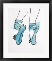 Ballet Shoes En Pointe Blue Watercolor Part I Framed Print
