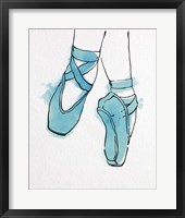Ballet Shoes En Pointe Blue Watercolor Part II Framed Print