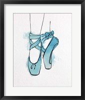Ballet Shoes En Pointe Blue Watercolor Part III Framed Print