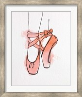 Ballet Shoes En Pointe Orange Watercolor Part III Fine Art Print