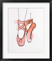 Ballet Shoes En Pointe Orange Watercolor Part III Framed Print
