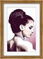 Vintage Fashion Woman With Necklace Pink Fine Art Print
