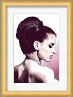 Vintage Fashion Woman With Necklace Pink Fine Art Print