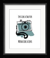 Eyes Like A Shutter Mind Like A Lens Camera Doodle Blue Fine Art Print