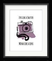 Eyes Like A Shutter Mind Like A Lens Camera Doodle Purple Fine Art Print