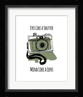 Eyes Like A Shutter Mind Like A Lens Camera Doodle Green Fine Art Print