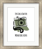 Eyes Like A Shutter Mind Like A Lens Camera Doodle Green Fine Art Print