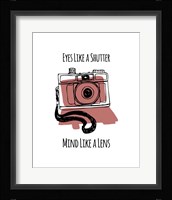 Eyes Like A Shutter Mind Like A Lens Camera Doodle Red Fine Art Print