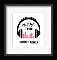 Music On, World Off Headphones White Background Fine Art Print