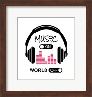 Music On, World Off Headphones White Background Fine Art Print