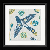 Nordic Woodcut Bird IFII Framed Print