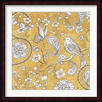 Color my World Bird Paisley I Gold Fine Art Print