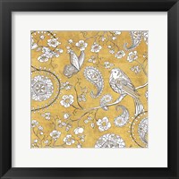 Color my World Bird Paisley I Gold Framed Print