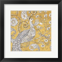 Color my World Ornate Peacock I Gold Fine Art Print