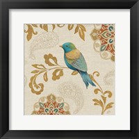 Bird Rainbow Blue and Yellow Framed Print
