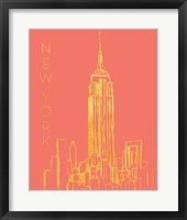 New York on Coral Framed Print
