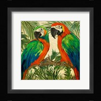 Island Birds Square on Burlap I Framed Print