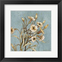 Wild Flowers on Blue I Framed Print