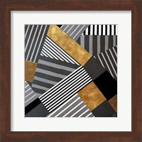 Geo Stripes in Gold & Black II Fine Art Print