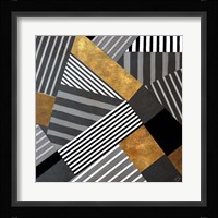 Geo Stripes in Gold & Black II Fine Art Print