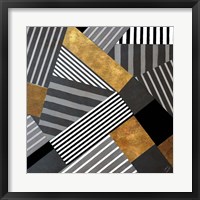 Geo Stripes in Gold & Black II Fine Art Print