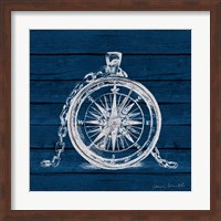 Compass on Blue Wood Fine Art Print