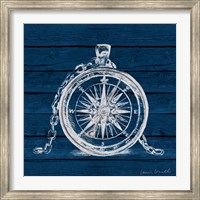 Compass on Blue Wood Fine Art Print